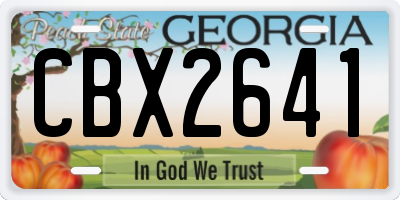 GA license plate CBX2641