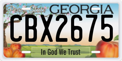 GA license plate CBX2675
