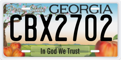 GA license plate CBX2702