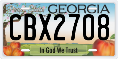 GA license plate CBX2708