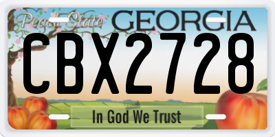 GA license plate CBX2728