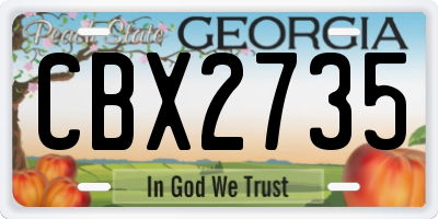 GA license plate CBX2735