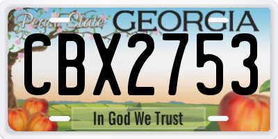 GA license plate CBX2753