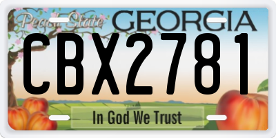 GA license plate CBX2781