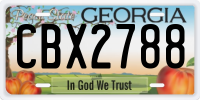 GA license plate CBX2788
