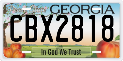 GA license plate CBX2818