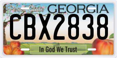 GA license plate CBX2838