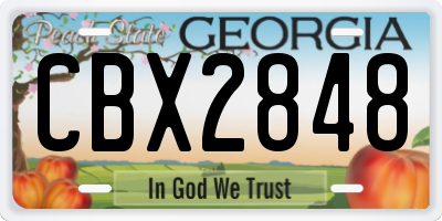 GA license plate CBX2848