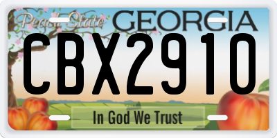 GA license plate CBX2910