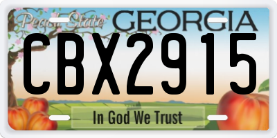 GA license plate CBX2915