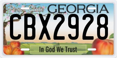 GA license plate CBX2928