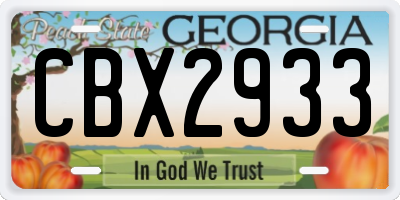 GA license plate CBX2933