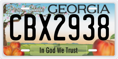 GA license plate CBX2938