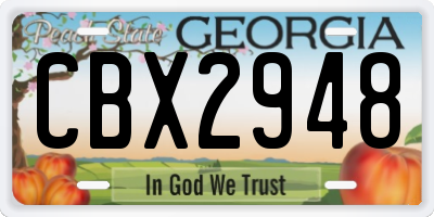 GA license plate CBX2948