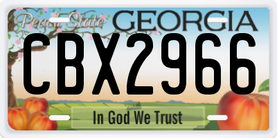 GA license plate CBX2966