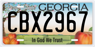 GA license plate CBX2967