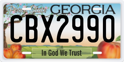 GA license plate CBX2990