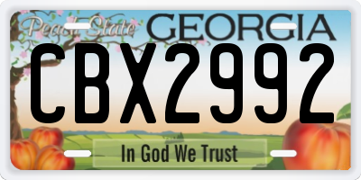 GA license plate CBX2992