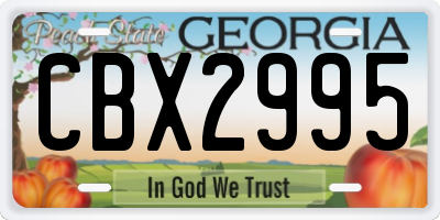 GA license plate CBX2995
