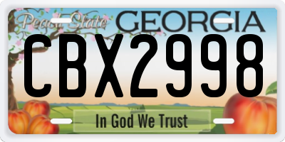 GA license plate CBX2998