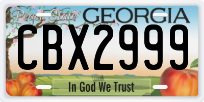 GA license plate CBX2999