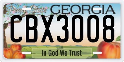 GA license plate CBX3008