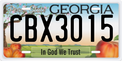 GA license plate CBX3015