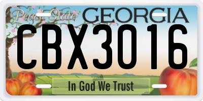 GA license plate CBX3016