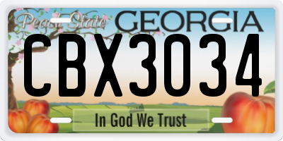 GA license plate CBX3034
