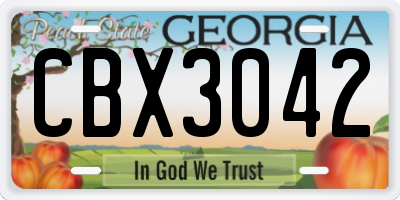 GA license plate CBX3042