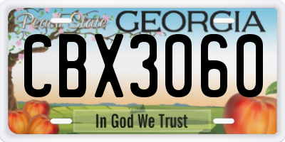 GA license plate CBX3060