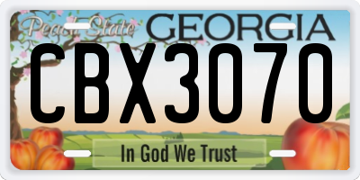 GA license plate CBX3070