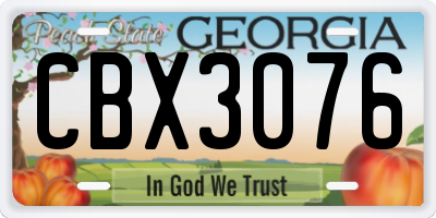 GA license plate CBX3076
