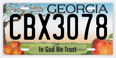GA license plate CBX3078