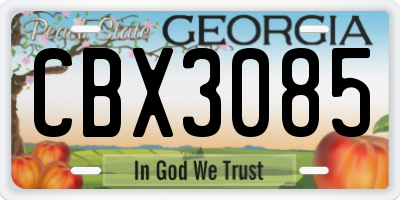 GA license plate CBX3085