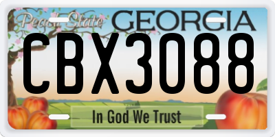 GA license plate CBX3088