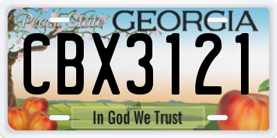 GA license plate CBX3121