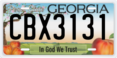 GA license plate CBX3131