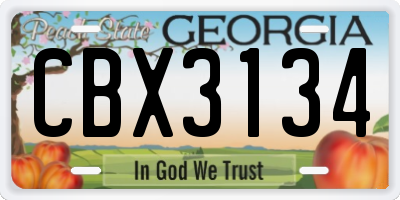 GA license plate CBX3134