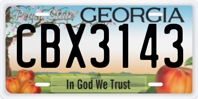 GA license plate CBX3143
