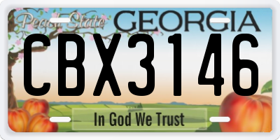 GA license plate CBX3146