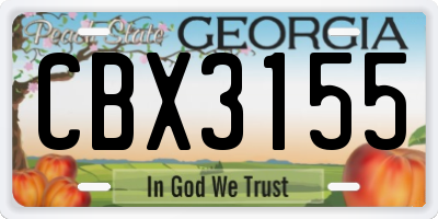 GA license plate CBX3155