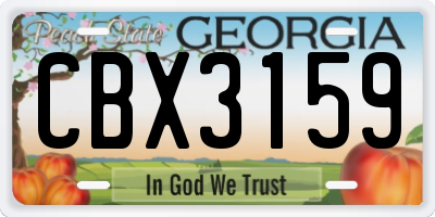 GA license plate CBX3159