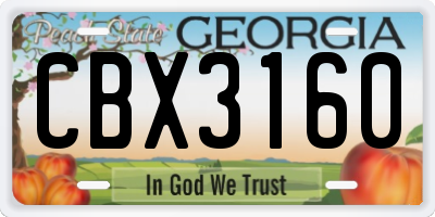 GA license plate CBX3160