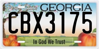 GA license plate CBX3175