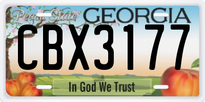 GA license plate CBX3177