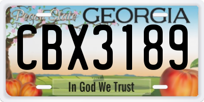 GA license plate CBX3189