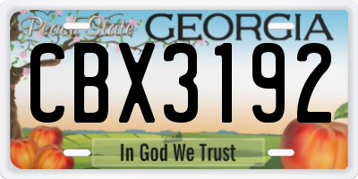 GA license plate CBX3192