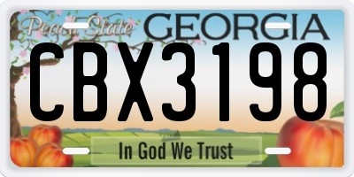 GA license plate CBX3198