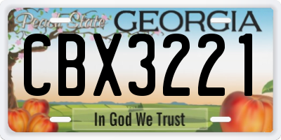 GA license plate CBX3221